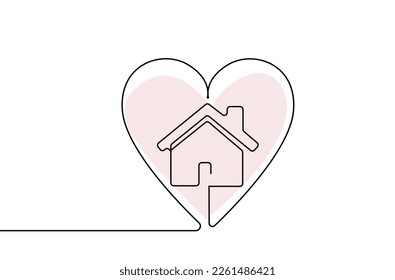 safe healthy building home heart symbols earthquake resistant line drawing concept