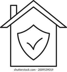 Plantilla de diseño de vectores de icono de línea de inicio segura e ilustración con trazo editable
