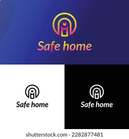 Safe Home logo A clean and minimalist design featuring a house shape with a shield, emphasizing safety and security Ideal for home security and insurance businesses 