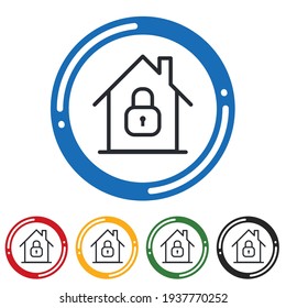 safe house line icon set. flat design vector illustration in 5 colors options for webdesign