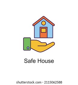 Ilustración de diseño de iconos de esquema rellenado del vector Safe House. Símbolo de mejoras en el hogar sobre el fondo blanco Archivo EPS 10