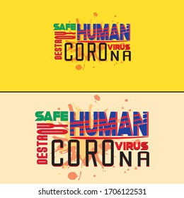 Safe human destroy corona virus  t-shirt design template