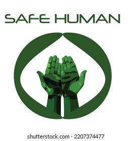 Safe Human hand green life vector help graphics