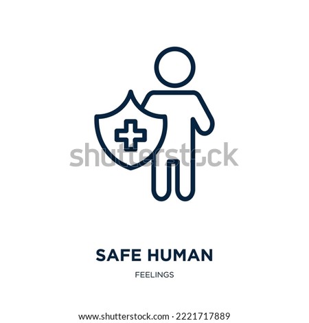 safe human icon from feelings collection. Thin linear safe human, human, safe outline icon isolated on white background. Line vector safe human sign, symbol for web and mobile