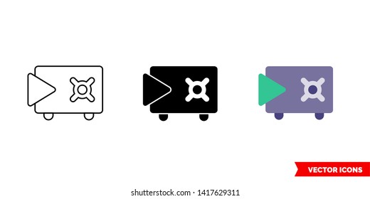 Safe in icon of 3 types: color, black and white, outline. Isolated vector sign symbol.