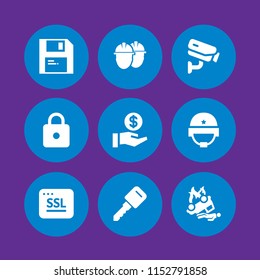 safe icon. 9 safe set with ssl, key, https and cctv vector icons for web and mobile app
