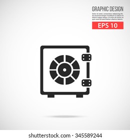 Safe icon. Black pictogram. Modern flat design vector illustration, new high quality abstract concept for web banners, web site, infographics. Vector icon graphic art isolated on gradient background