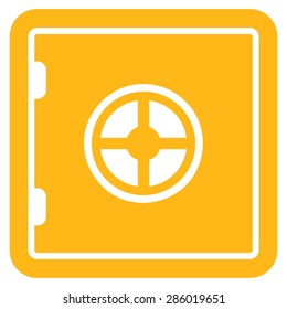Safe icon from Business Bicolor Set. This flat vector symbol uses yellow color, rounded angles, and isolated on a white background.