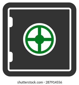 Safe icon from Business Bicolor Set. This flat vector symbol uses green and gray colors, rounded angles, and isolated on a white background.