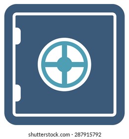 Safe icon from Business Bicolor Set. This flat vector symbol uses cyan and blue colors, rounded angles, and isolated on a white background.