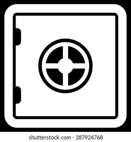 Safe icon from Business Bicolor Set. This flat vector symbol uses white color, rounded angles, and isolated on a black background.