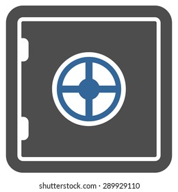 Safe icon from Business Bi-color Set. This flat vector symbol uses cobalt and gray colors, rounded angles, and isolated on a white background.
