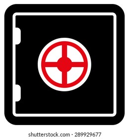 Safe icon from Business Bi-color Set. This flat vector symbol uses intensive red and black colors, rounded angles, and isolated on a white background.