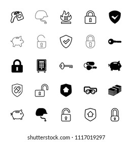 Safe icon. collection of 25 safe filled and outline icons such as key, money box, lock, home security, money, opened lock, shield. editable safe icons for web and mobile.