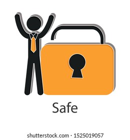Safe icon concept on white background. Creative idea design use for your project. Flat vector illustration for presentation or mobile app.