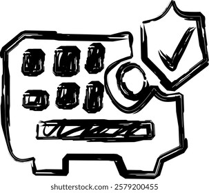 safe icon in Doodle style