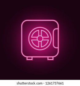 safe icon. Elements of hotel in neon style icons. Simple icon for websites, web design, mobile app, info graphics