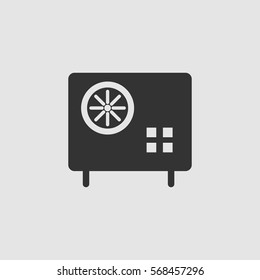Safe icon flat. Black pictogram on grey background. Vector illustration symbol