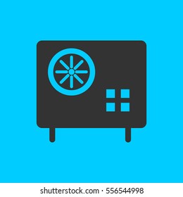 Safe icon flat. Simple vector black pictogram on blue background