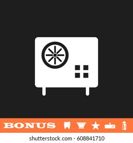 Safe icon flat. White pictogram on black background. Vector illustration symbol and bonus button tooth, vase, star, mirror, bottle
