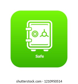 Safe icon green vector isolated on white background