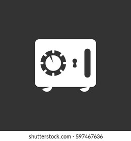Safe icon illustration isolated on black background. Safe vector logo. Flat design style. Modern vector pictogram, sign, symbol for web graphics - stock vector