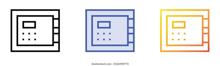 icono de seguridad. Lineal, relleno azul y diseño de estilo degradado aislado sobre fondo blanco