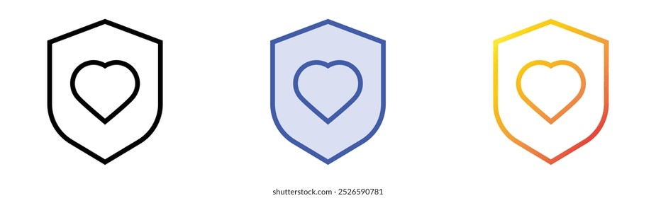 icono de seguridad. Lineal, relleno azul y diseño de estilo degradado aislado sobre fondo blanco