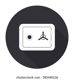 safe icon with long shadow - vector round button
