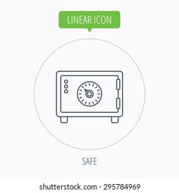 Safe icon. Money deposit sign. Combination lock symbol. Linear outline circle button. Vector