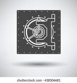 Safe icon on gray background, round shadow. Vector illustration.