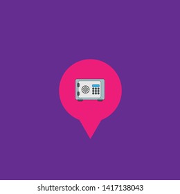 safe icon on map pin. safe logo concept