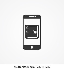 Safe icon on phone screen.gradient illustration isolated vector sign symbol