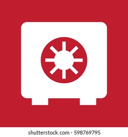 Safe icon on red background