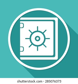 safe icon on white circle with a long shadow