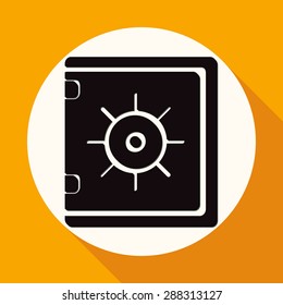 safe icon on white circle with a long shadow
