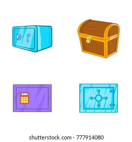 Safe icon set. Cartoon set of safe vector icons for web design isolated on white background