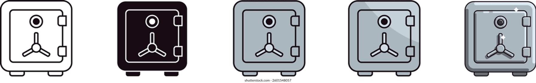 Safe icon set in different styles.