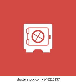 safe icon. sign design. red background