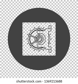 Safe icon. Subtract stencil design on tranparency grid. Vector illustration.