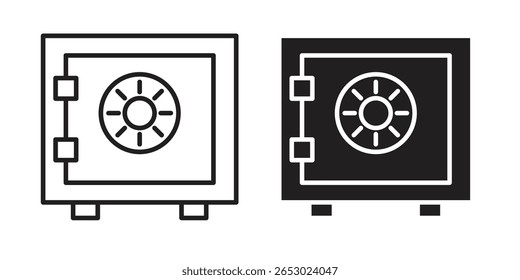 Symbol für sicheres Symbol in Schwarz. Linien- und Flachsymbole