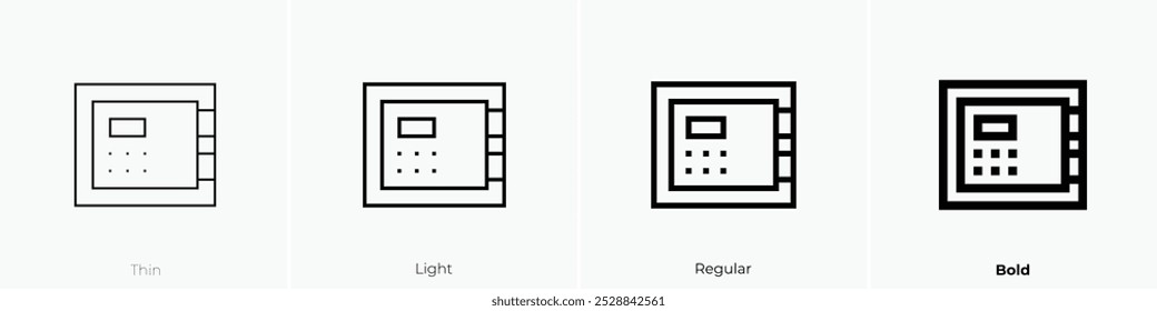 safe icon. Thin, Light Regular And Bold style design isolated on white background