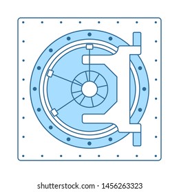 Safe Icon. Thin Line With Blue Fill Design. Vector Illustration.