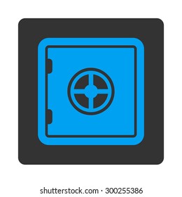 Safe icon. This flat rounded square button uses blue and gray colors and isolated on a white background.