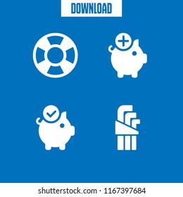 safe icon. This set with lifebuoy, keys and piggy bank vector icons for mobile and web