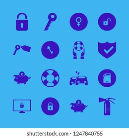 safe icon. safe vector icons set shield check, dollar piggy bank, euro piggy bank and extinguisher
