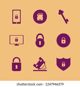 safe icon. safe vector icons set key, car accident, cyber security and shield lock security