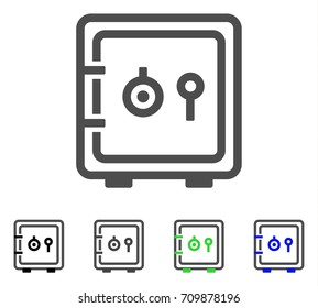 Safe icon. Vector illustration style is a flat iconic safe symbol with black, gray, green, blue color variants. Designed for web and software interfaces.