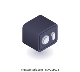 Safe icon, vector symbol in flat isometric 3D style isolated on white background.