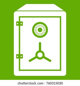 Safe icon white isolated on green background. Vector illustration